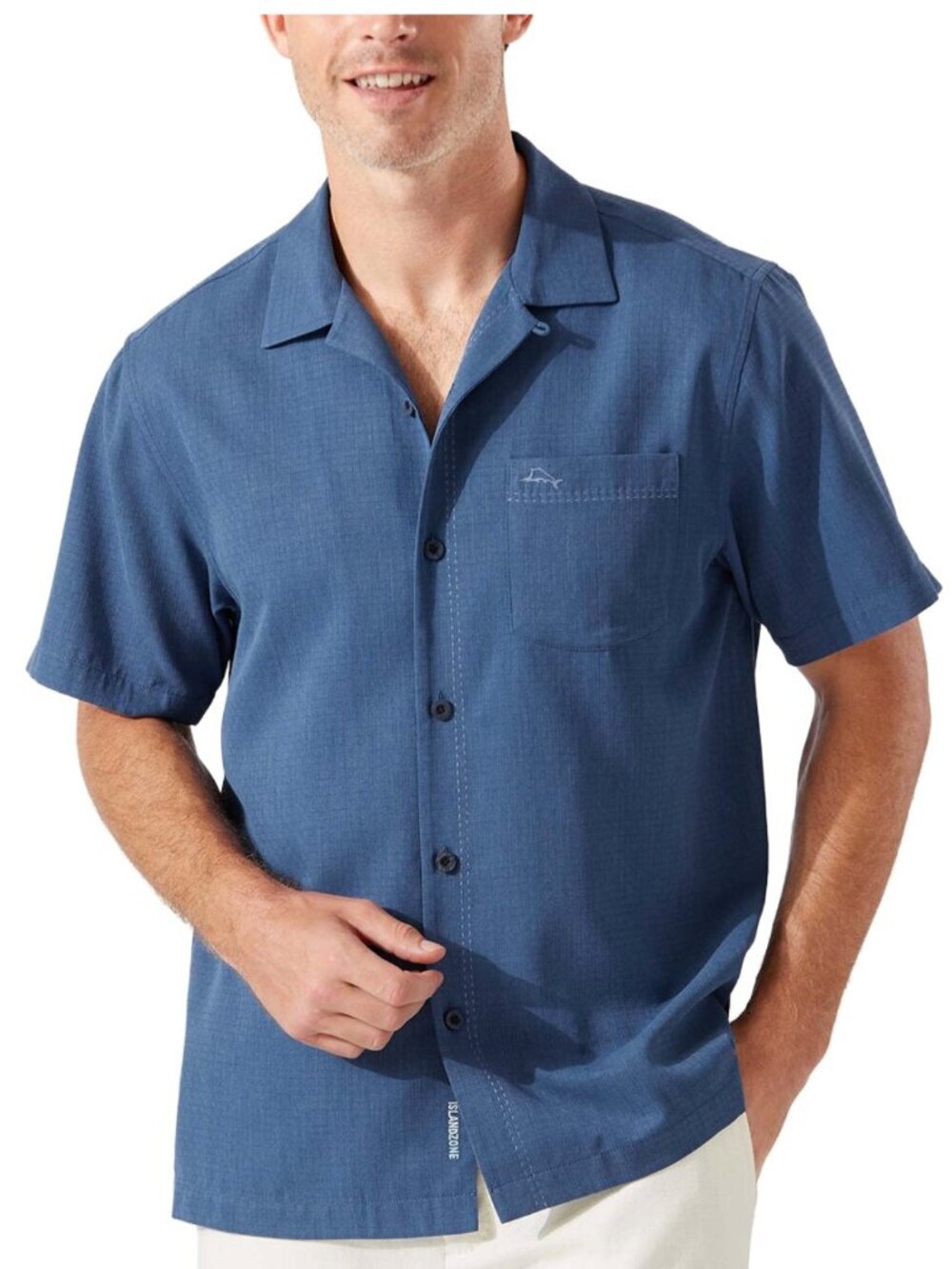 Tommy Bahama Silk Blend Coastal Breeze Check IslandZone Camp Blue Sz Medium NWT